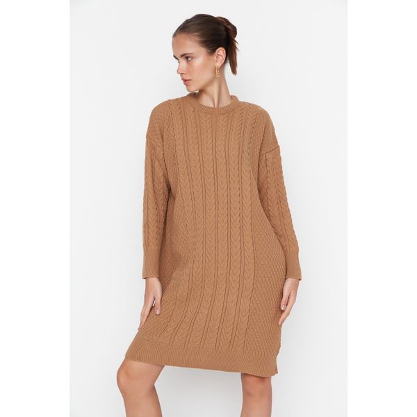 Trendyol Trendyol Camel Oversize Knitwear Dress