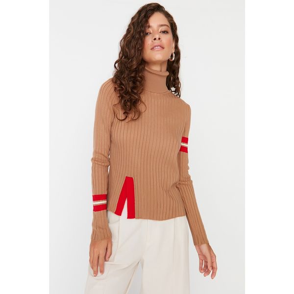 Trendyol Trendyol Camel Slit Detailed Knitwear Sweater