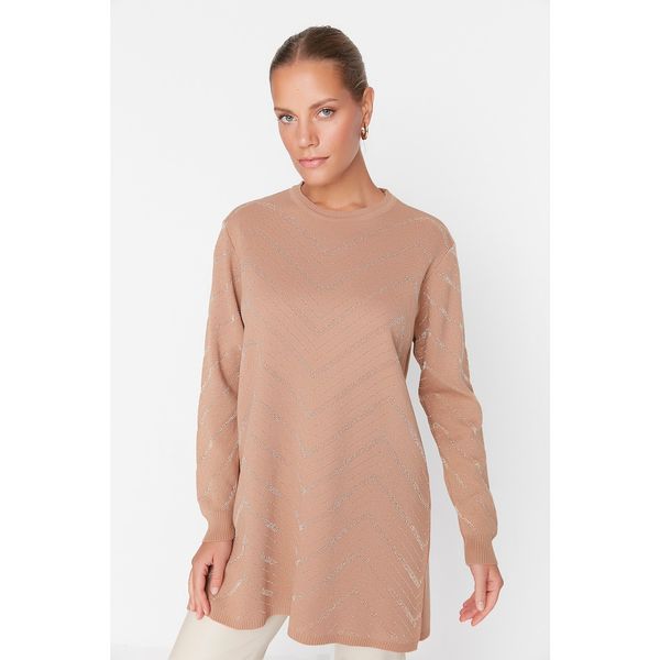 Trendyol Trendyol Camel Striped Knitwear Sweater