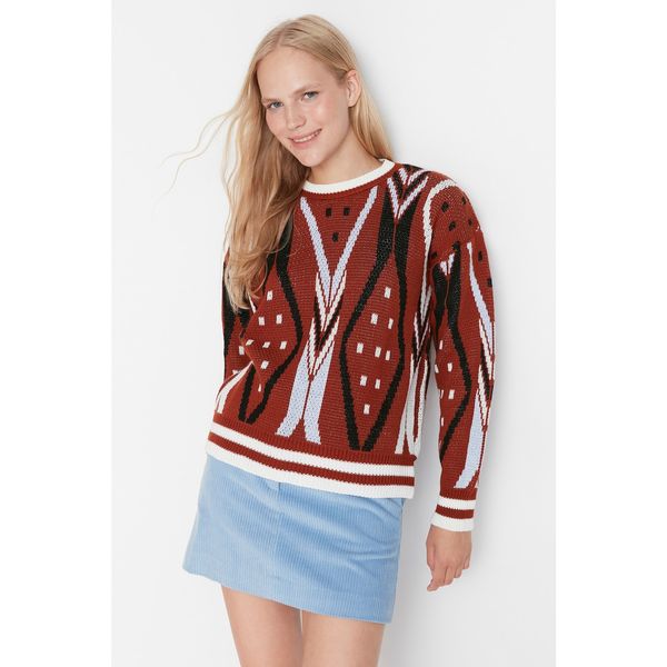 Trendyol Trendyol Cinnamon Jacquard Knitwear Sweater