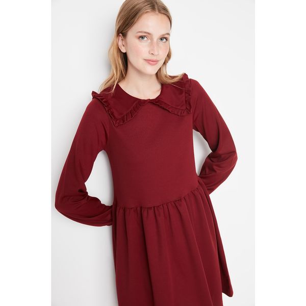 Trendyol Trendyol Claret Red Baby Collar Knitted Dress