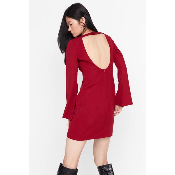 Trendyol Trendyol Claret Red Back Detailed Dress