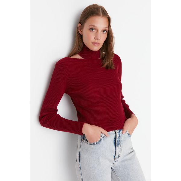 Trendyol Trendyol Claret Red Choker Collar Knitwear Sweater