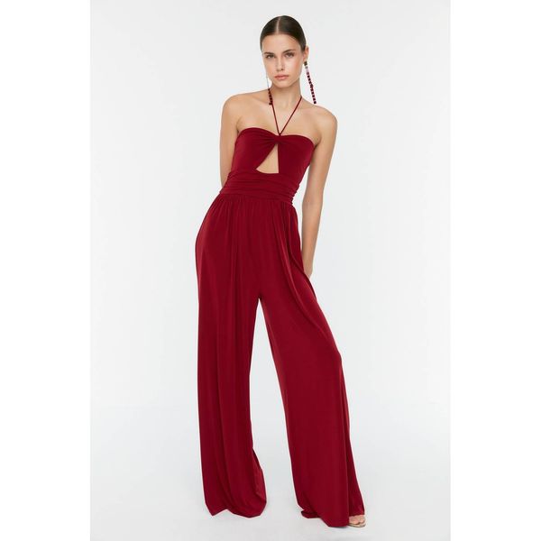 Trendyol Trendyol Claret Red Collar Detailed Jumpsuit