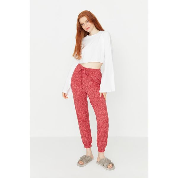 Trendyol Trendyol Claret Red High Waist Soft Knitted Trousers