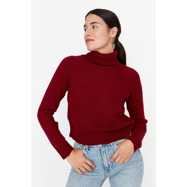 Trendyol Trendyol Claret Red Knit Detailed Knitwear Sweater