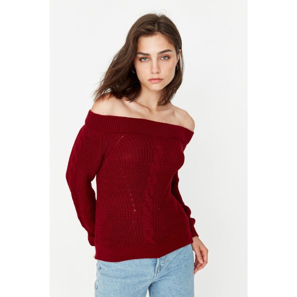 Trendyol Trendyol Claret Red Knit Detailed Knitwear Sweater