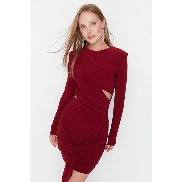 Trendyol Trendyol Claret Red Skirt Tie Detailed Dress