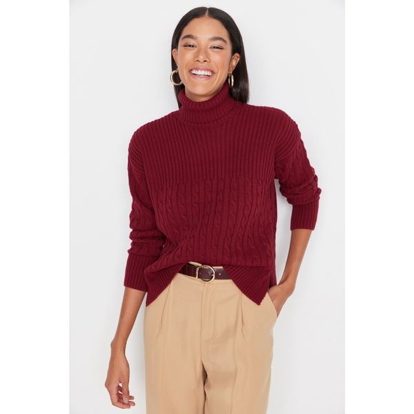 Trendyol Trendyol Claret Red Turtleneck Knitwear Sweater