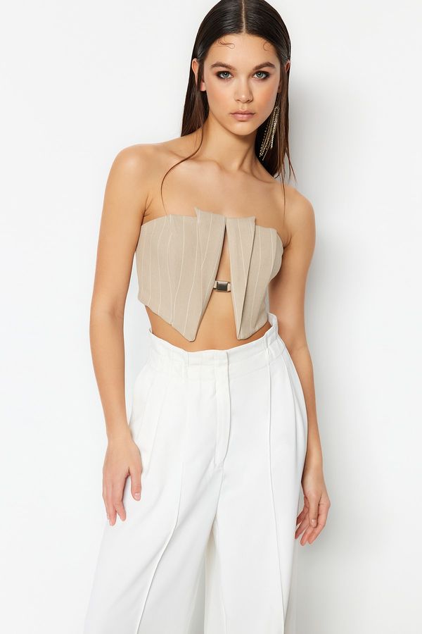 Trendyol Trendyol Crop Top - Beige - Plain