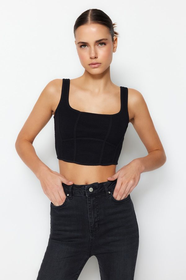 Trendyol Trendyol Crop Top - Black - Plain