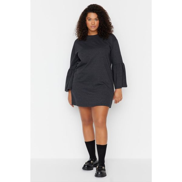 Trendyol Trendyol Curve Anthracite Balloon Sleeve Knitted Dress