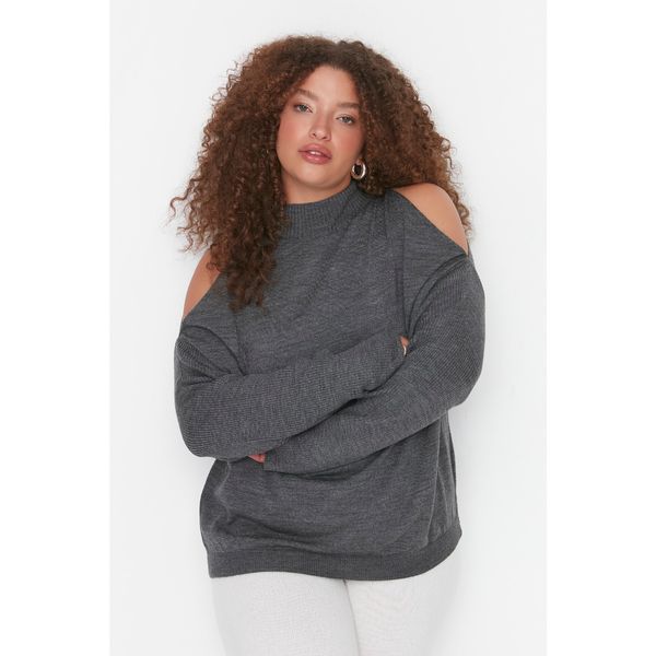 Trendyol Trendyol Curve Anthracite Cutout Detailed Knitwear Sweater