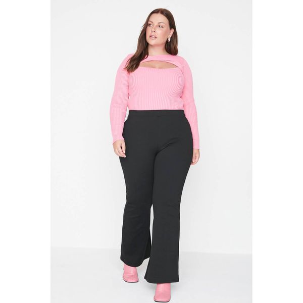 Trendyol Trendyol Curve Black Flare Fit Knitted Trousers