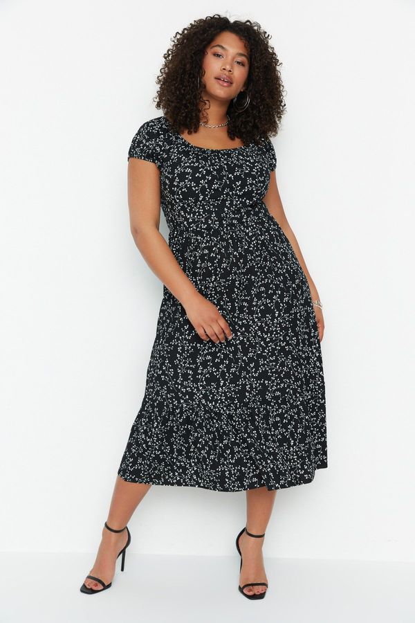 Trendyol Trendyol Curve Black Patterned Knitted Dress