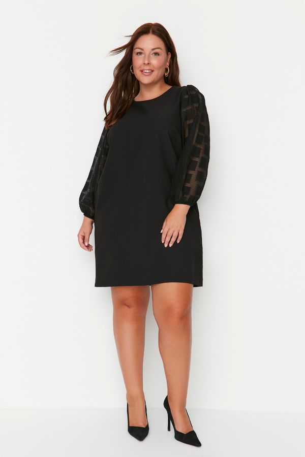 Trendyol Trendyol Curve Black Sleeve Detailed Pocket Woven Dress