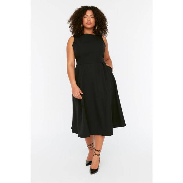 Trendyol Trendyol Curve Black Woven Pocketed Dress