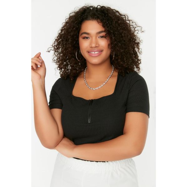 Trendyol Trendyol Curve Black Zipper Knitted Blouse