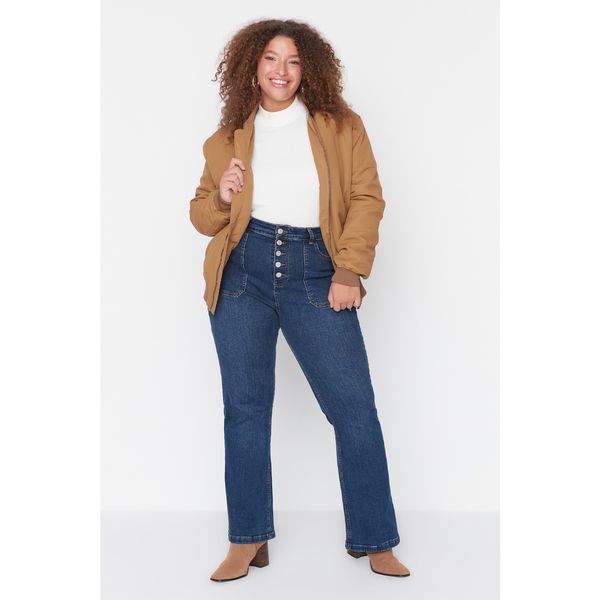 Trendyol Trendyol Curve Blue Button Flare Fit Jeans