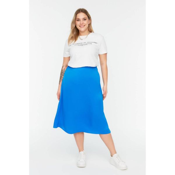 Trendyol Trendyol Curve Blue Woven Satin Skirt