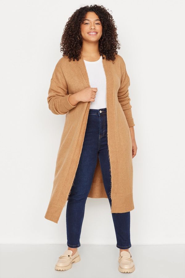 Trendyol Trendyol Curve Camel Oversize Knitwear Cardigan