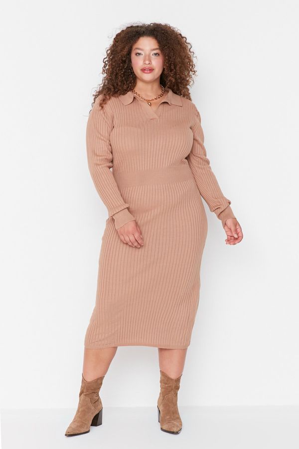 Trendyol Trendyol Curve Camel Polo Neck Knitwear Dress