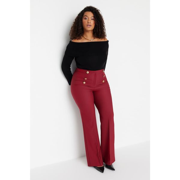 Trendyol Trendyol Curve Claret Red Flare Fit Gathering Trousers