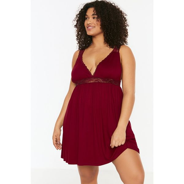Trendyol Trendyol Curve Claret Red Lace Knitted Nightgown