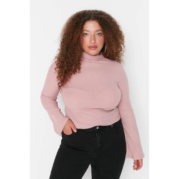 Trendyol Trendyol Curve Dried Rose Collar Detailed Knitted Blouse