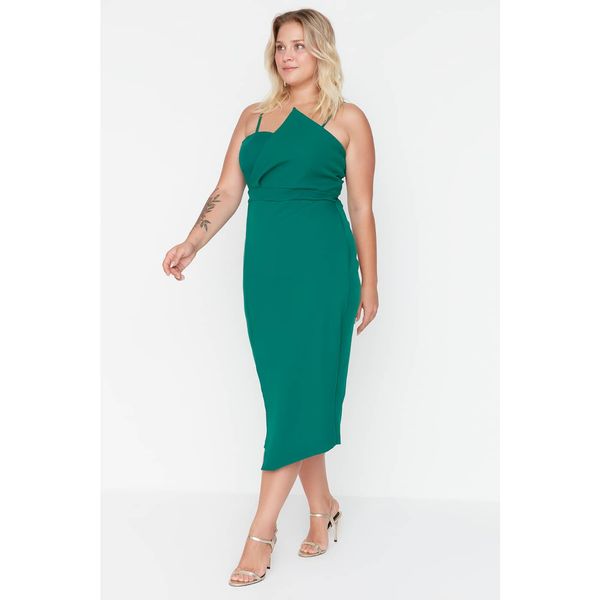 Trendyol Trendyol Curve Emerald Green Asymmetrical Cut Woven Bodycon Dress