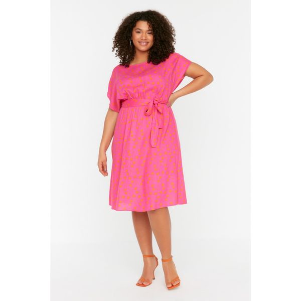 Trendyol Trendyol Curve Fuchsia Belted Woven Dress