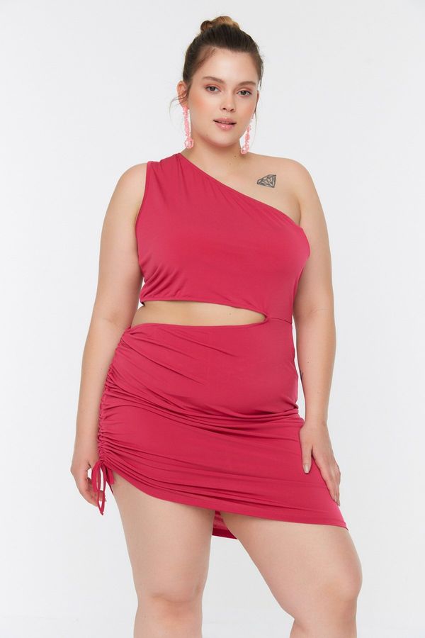 Trendyol Trendyol Curve Fuchsia Cutout Detailed Knitted Dress