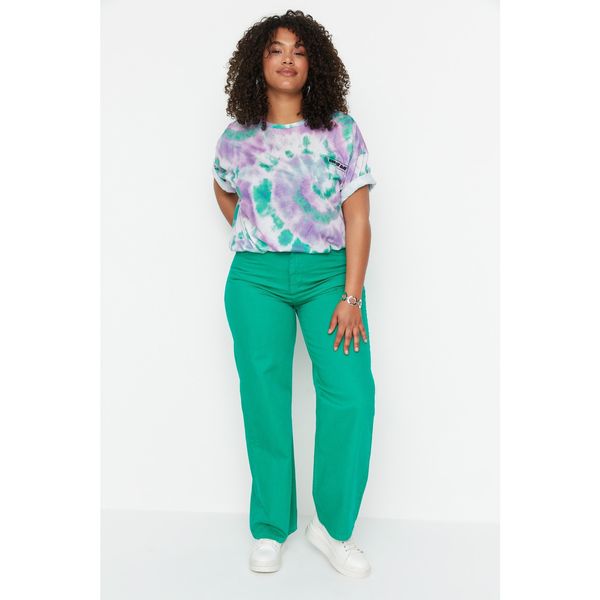 Trendyol Trendyol Curve Green High Waist Wideleg 90's Trousers