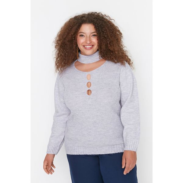 Trendyol Trendyol Curve Lilac Collar Detailed Knitwear Sweater