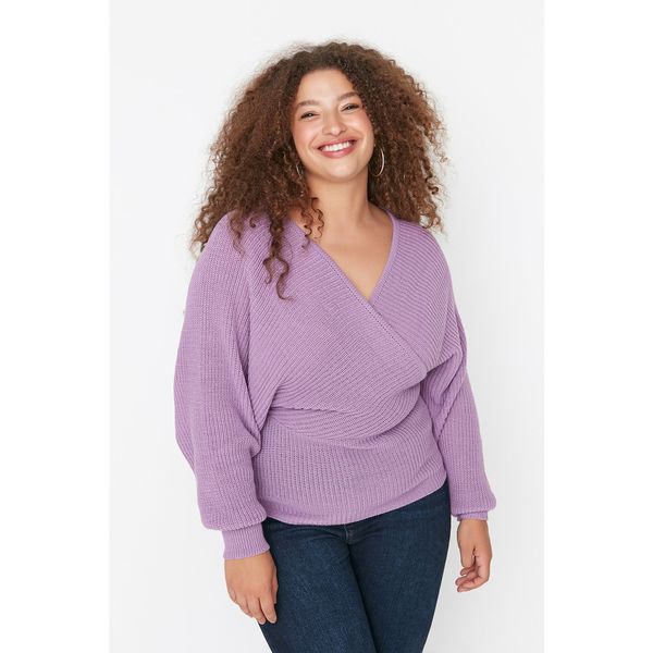 Trendyol Trendyol Curve Lilac Double Breasted Closed Knitwear Sweater