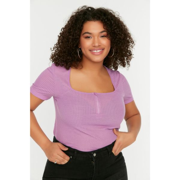 Trendyol Trendyol Curve Lilac Zipper Knitted Blouse