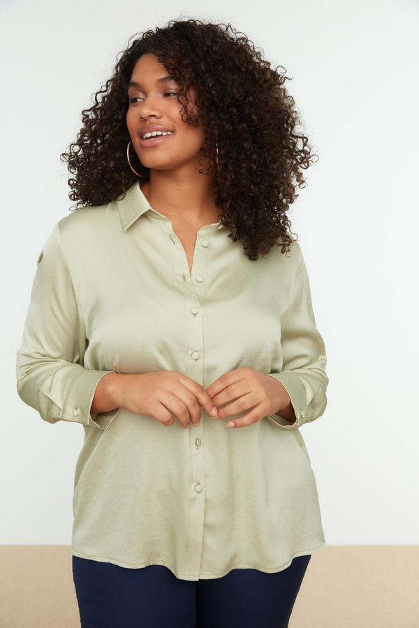 Trendyol Trendyol Curve Mint Satin Woven Shirt