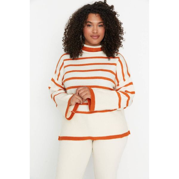 Trendyol Trendyol Curve Orange Striped Knitwear Sweater