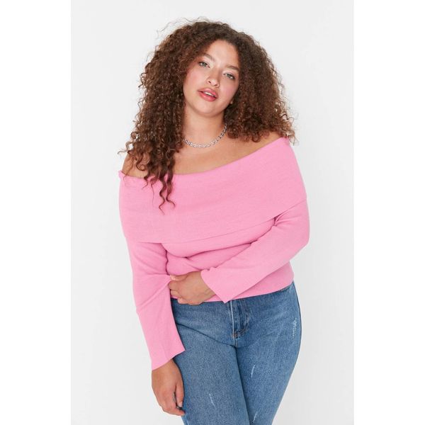 Trendyol Trendyol Curve Pink Carmen Collar Knitwear Sweater