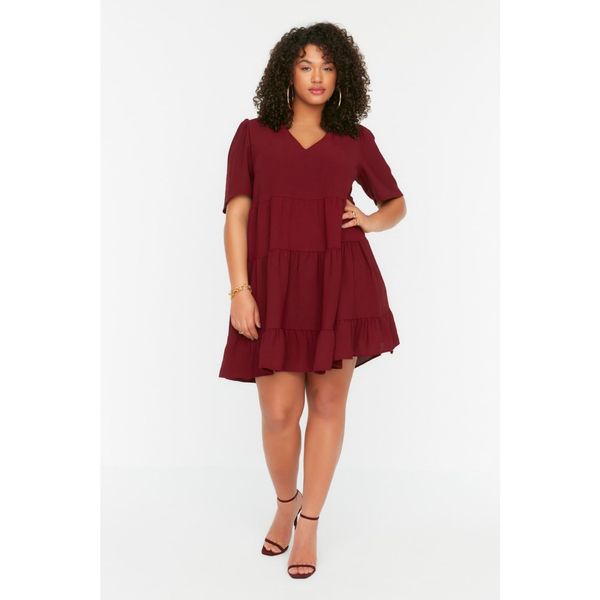 Trendyol Trendyol Curve Plum Pleated Woven Dress