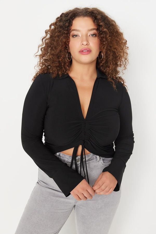 Trendyol Trendyol Curve Plus Size Blouse - Black - Fitted