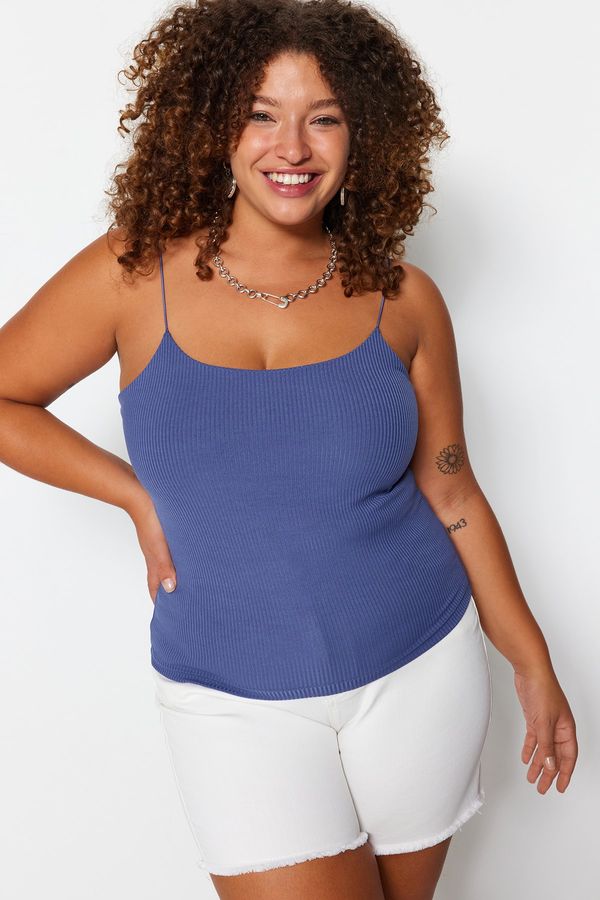 Trendyol Trendyol Curve Plus Size Blouse - Blue - Fitted