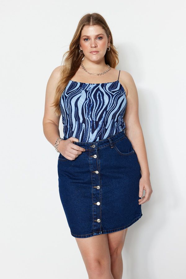 Trendyol Trendyol Curve Plus Size Blouse - Blue - Fitted