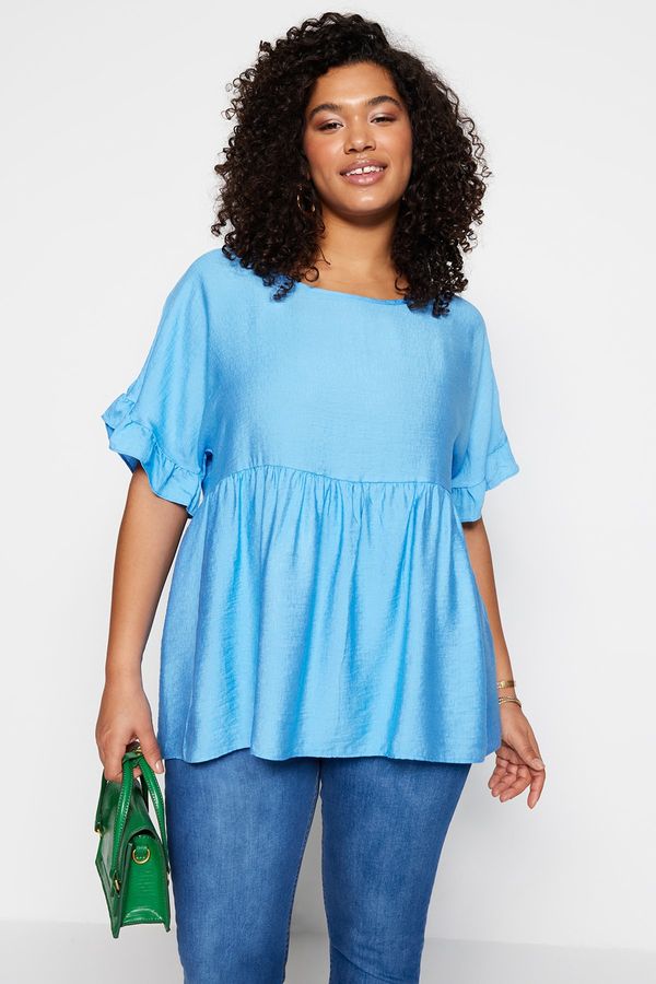 Trendyol Trendyol Curve Plus Size Blouse - Blue - Oversize