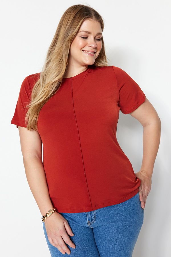 Trendyol Trendyol Curve Plus Size Blouse - Brown - Fitted
