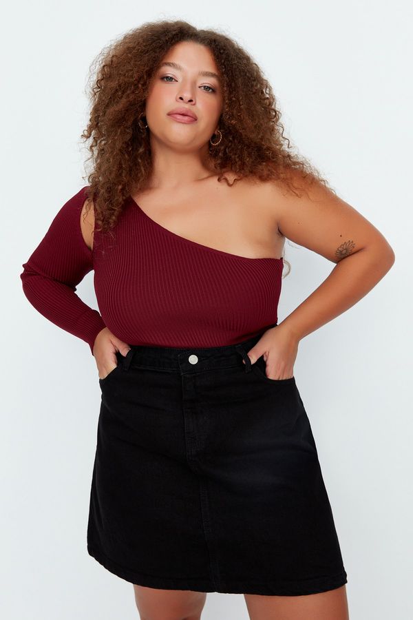 Trendyol Trendyol Curve Plus Size Blouse - Burgundy - Slim fit