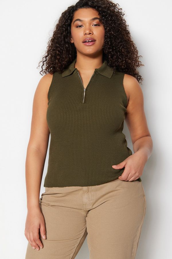 Trendyol Trendyol Curve Plus Size Blouse - Green - Fitted