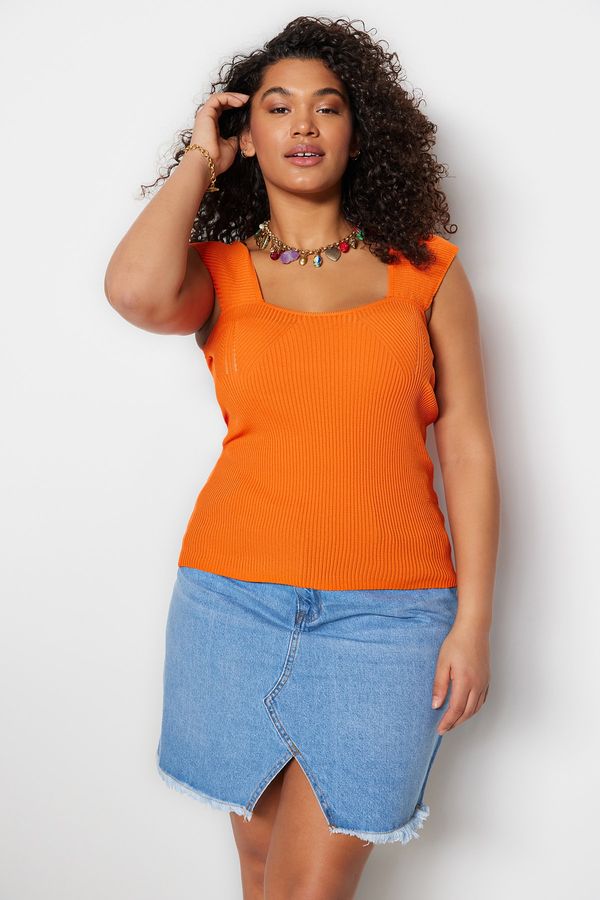 Trendyol Trendyol Curve Plus Size Blouse - Orange - Fitted