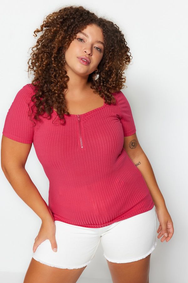 Trendyol Trendyol Curve Plus Size Blouse - Pink - Fitted