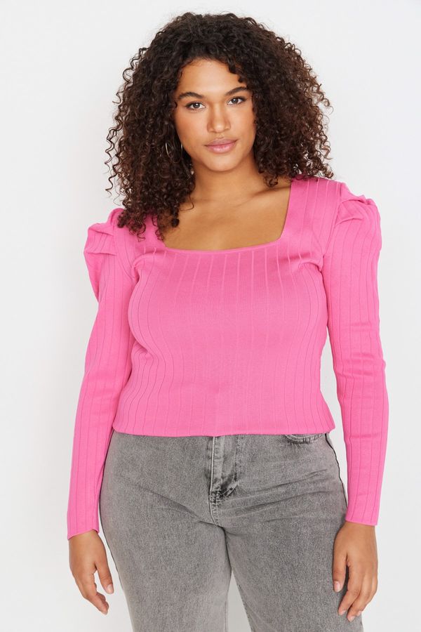 Trendyol Trendyol Curve Plus Size Blouse - Pink - Slim fit